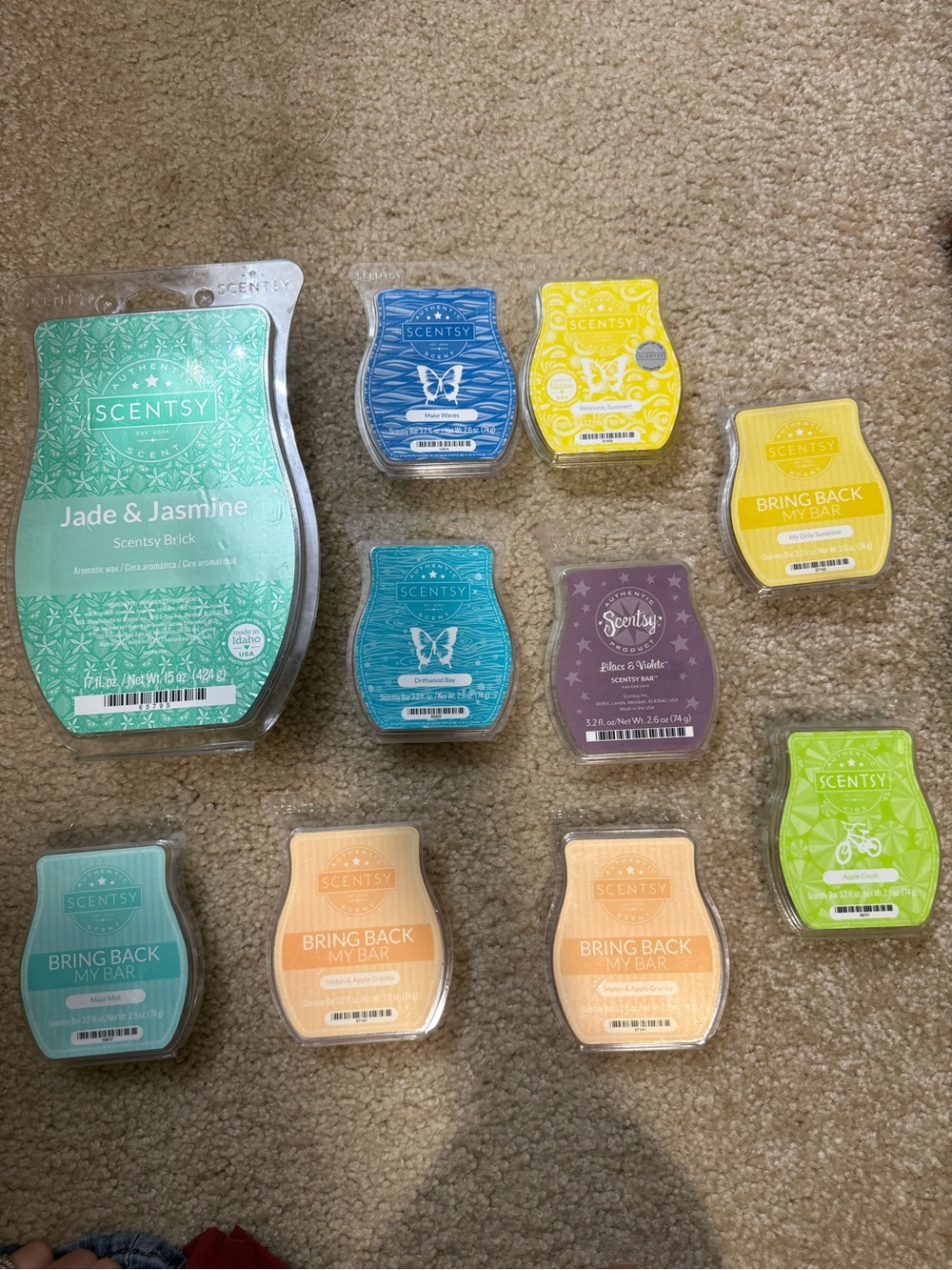 Scentsy Used Jade & Jasmine Wax Bar Bundle